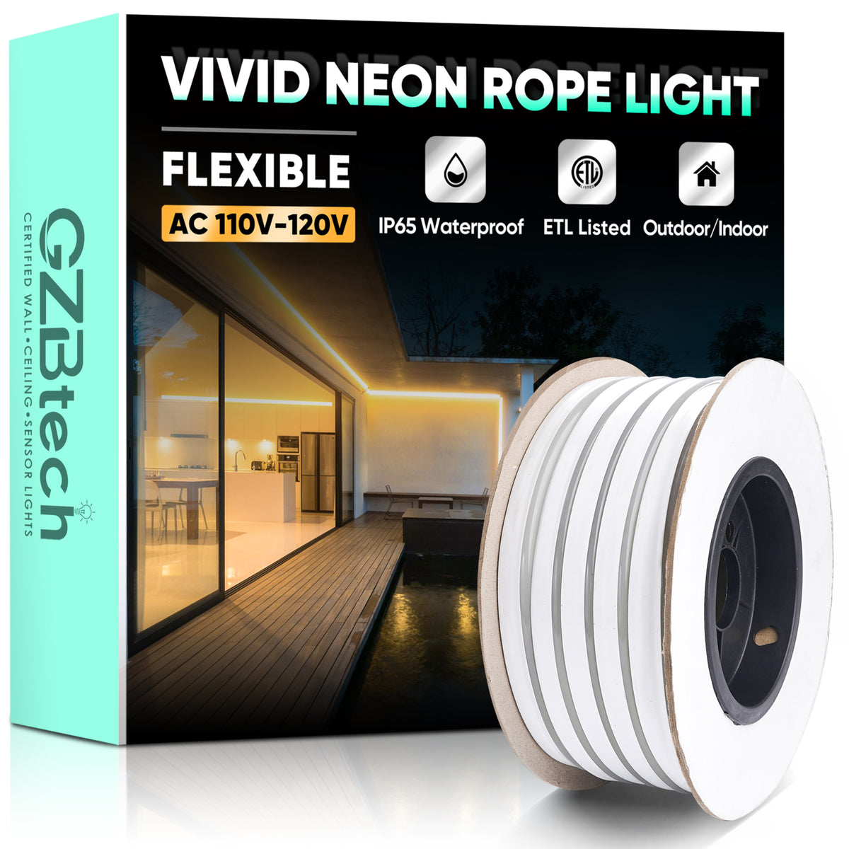 IP44 Clear Rope Light, Flexible Tube Light in Warm White for