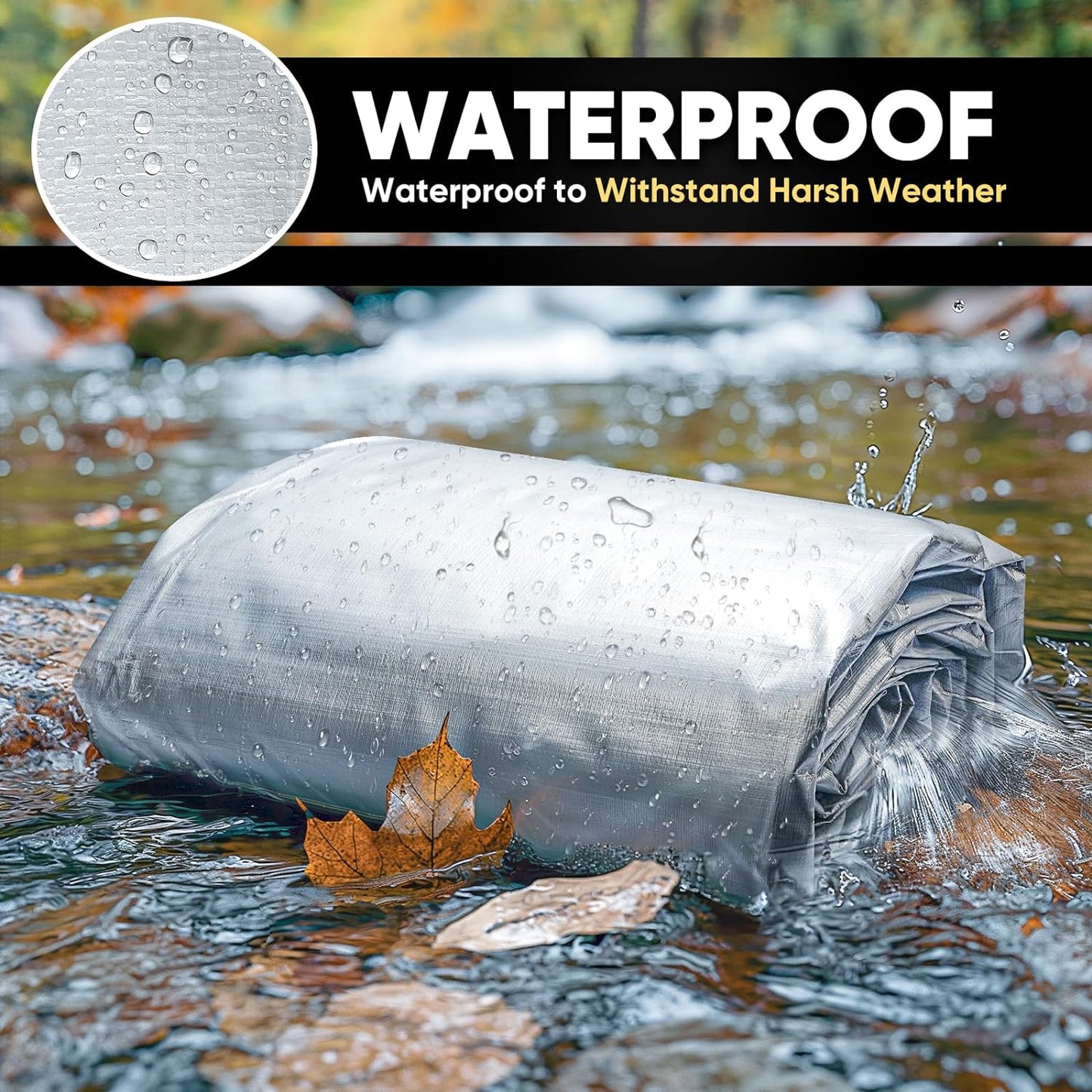 16Mil Waterproof Tarp Heavy Duty Tarp Thick Silver&Black&Brown