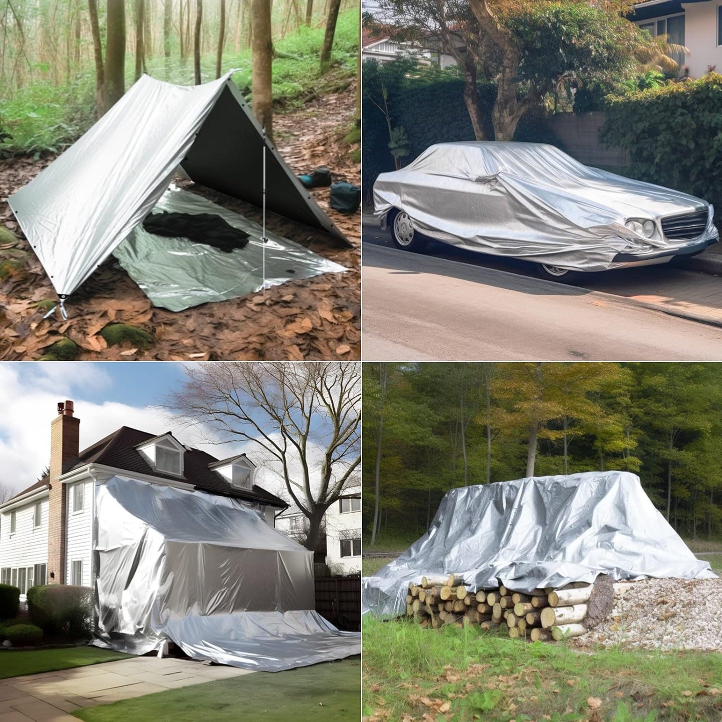 16 Mil Waterproof Tarp Heavy Duty Tarp Thick Tarp Silver&Black