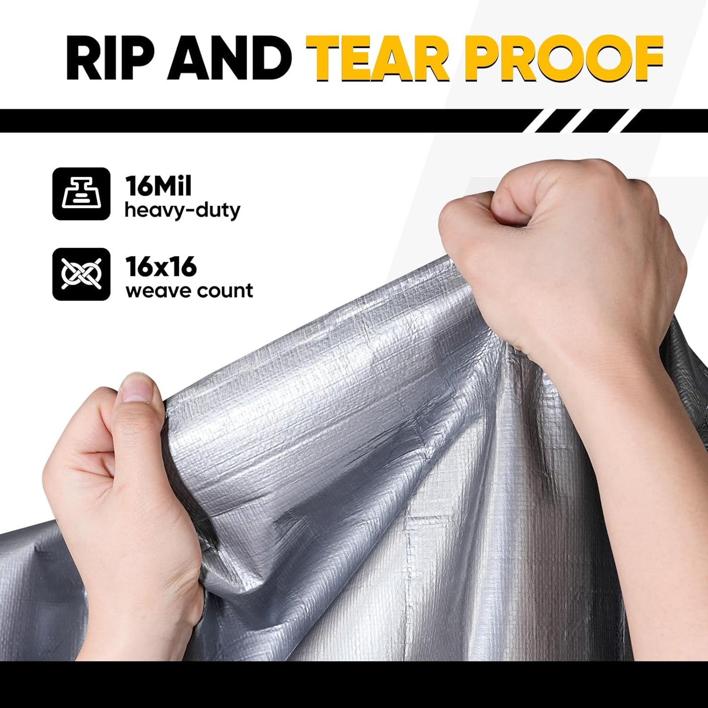 16Mil Waterproof Tarp Heavy Duty Tarp Thick Silver&Black&Brown