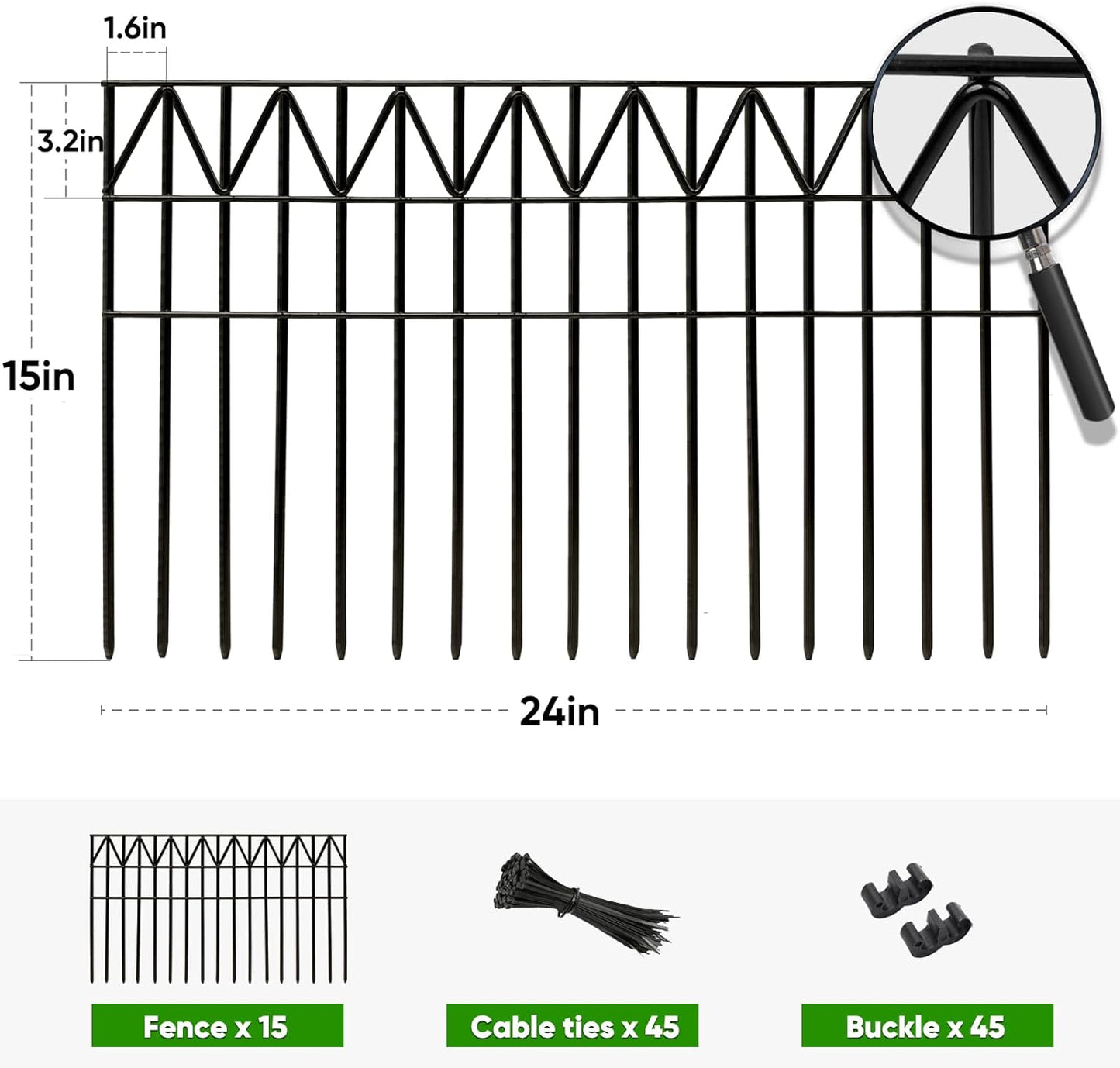 Animal Barrier Fence 24X15inch 5.5mm Metal Fence Panels