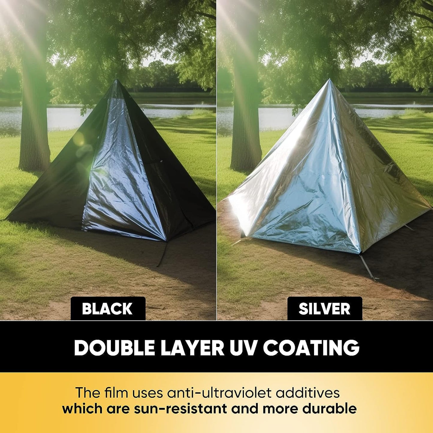 10 Mil Heavy Duty Waterproof Tarp Thick Silver&Black Plastic Large Tarpaulin Cover