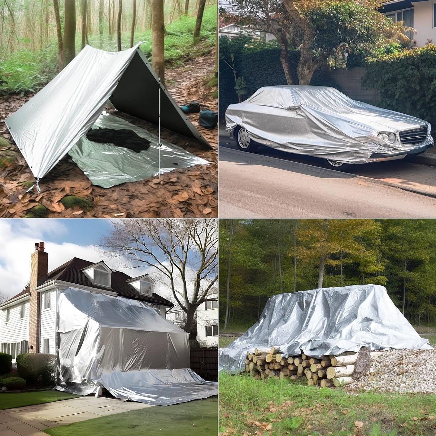 10 Mil Heavy Duty Waterproof Tarp Thick Silver&Black Plastic Large Tarpaulin Cover