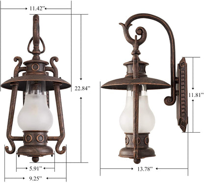 GZBtech Big Rustic Lantern Outdoor Wall Sconce-3