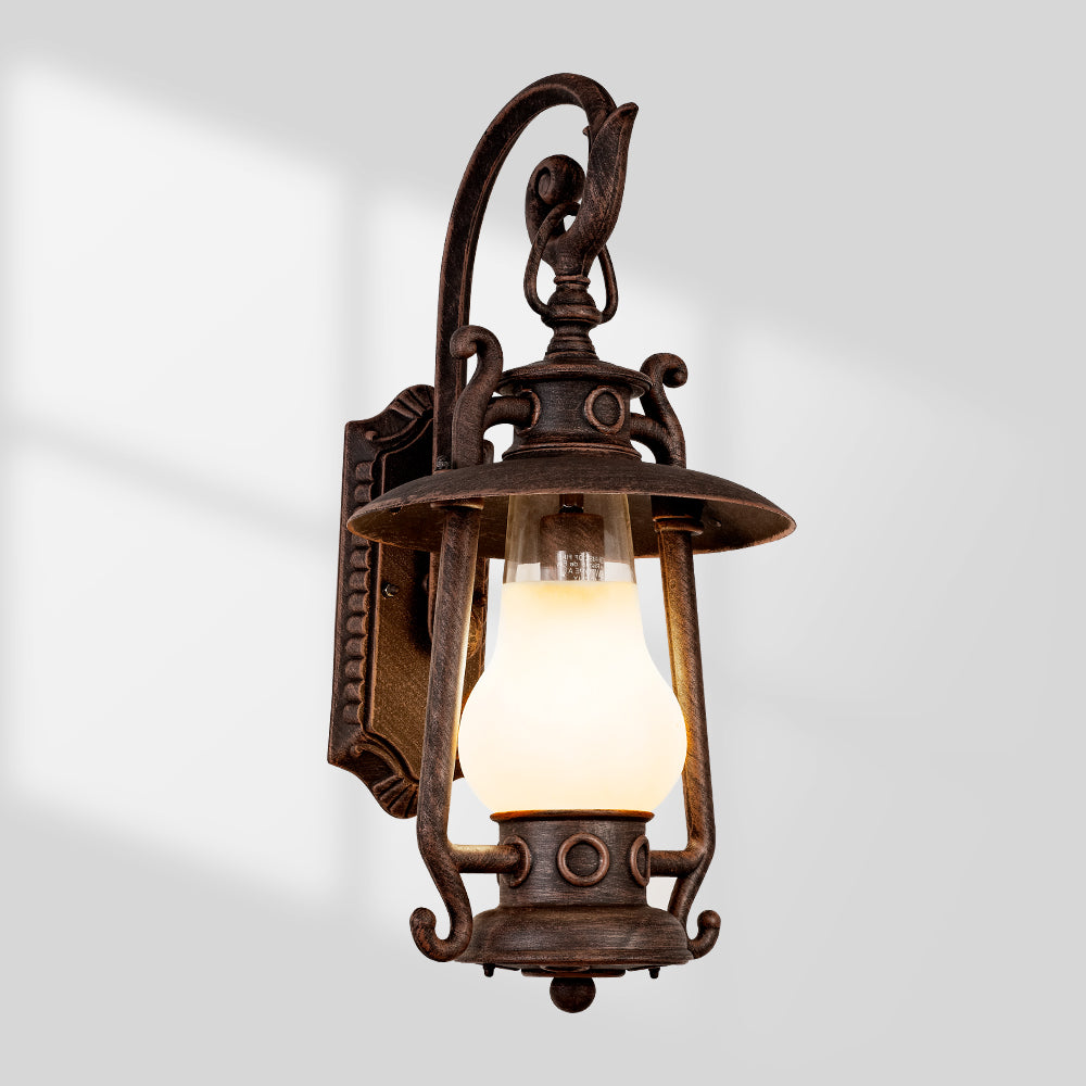 Big Rustic Lantern Bronze Outdoor Wall Sconce