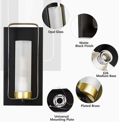 GZBTECH Black and Brass Wall Light Fixture-2