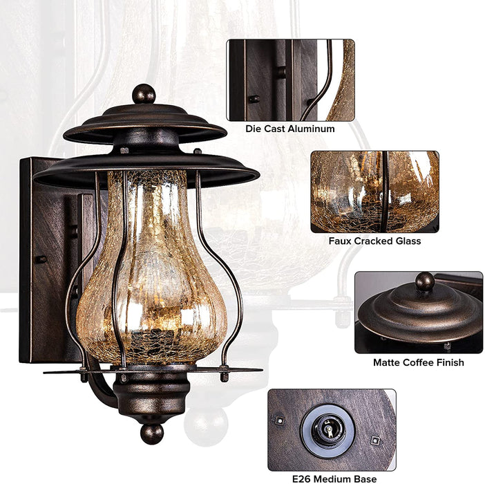 Glass Rustic Lantern Outdoor Wall Sconce — GZBtech